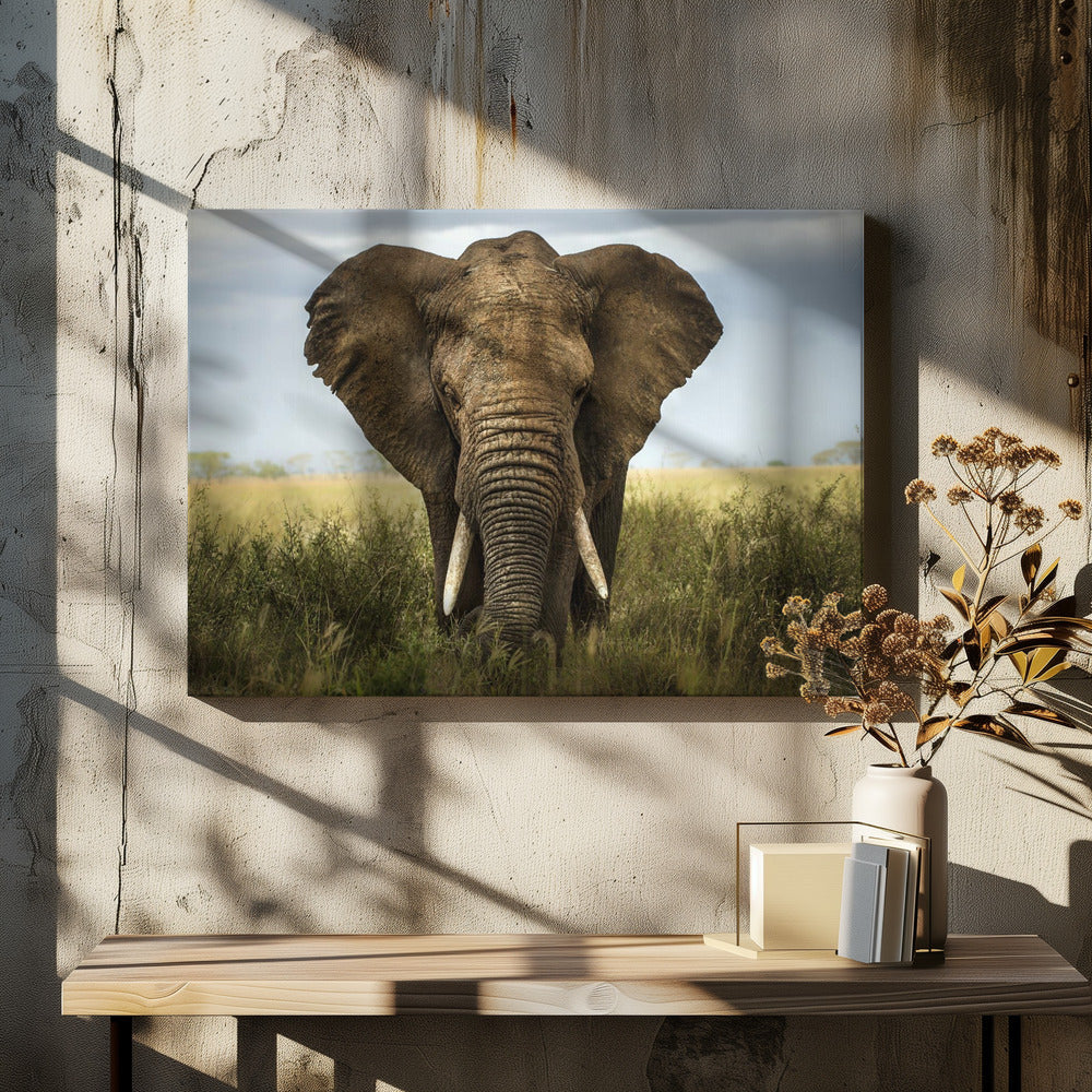 Wandkunst-Begegnungen in der Serengeti. Elefant