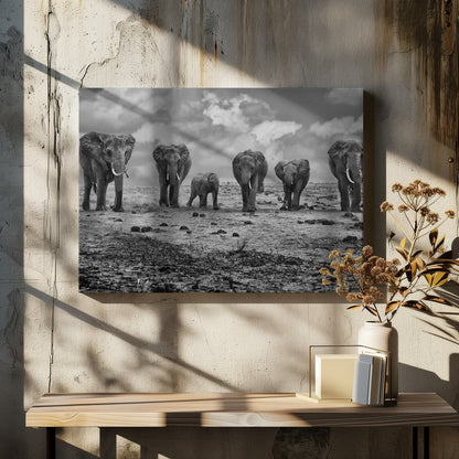 Wandkunst Große Familie. Elefanten