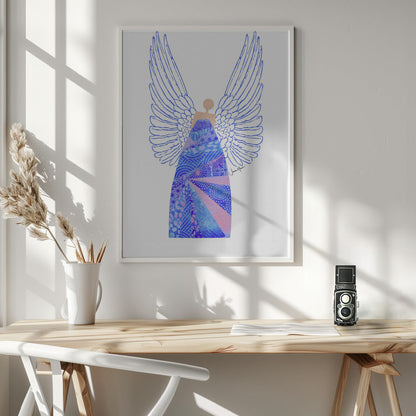 Wandbild Engel in Blau Leinwanddruck