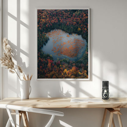 Wandbild Herbst am See