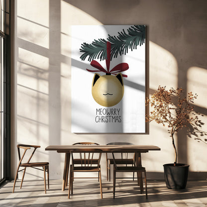 Wandbild „Meowrry Christmas“-Christbaumkugel (gold, weiß)