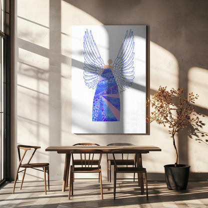 Wandbild Engel in Blau Leinwanddruck