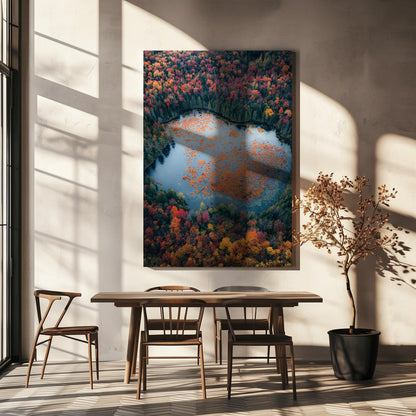Wandbild Herbst am See