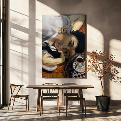 Wandbild Lorette mit einer Tasse Kaffee 1916