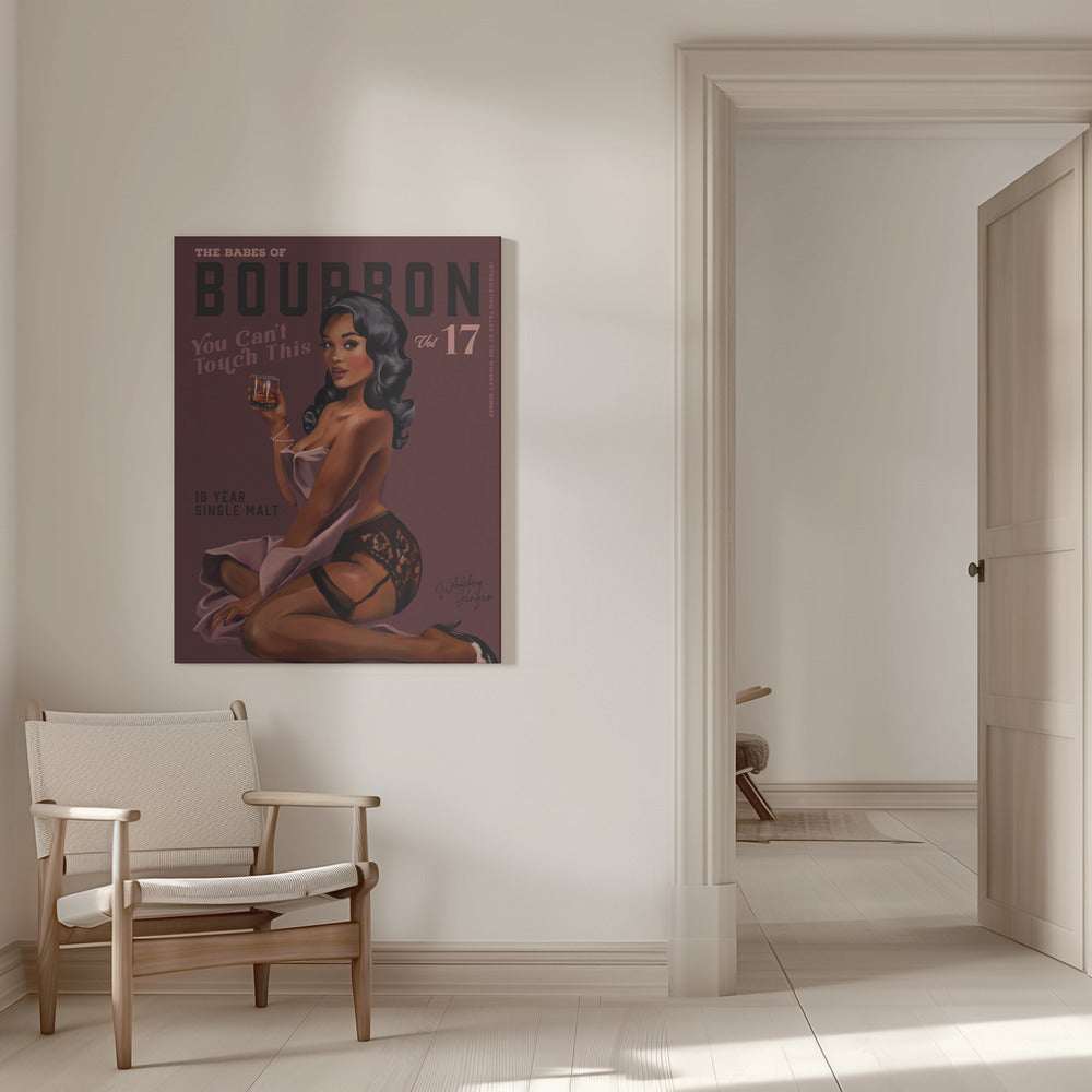 Wall art Babes of Bourbon Cant Touch This. Sexy Retro Pin Up Girl Whiskey Art