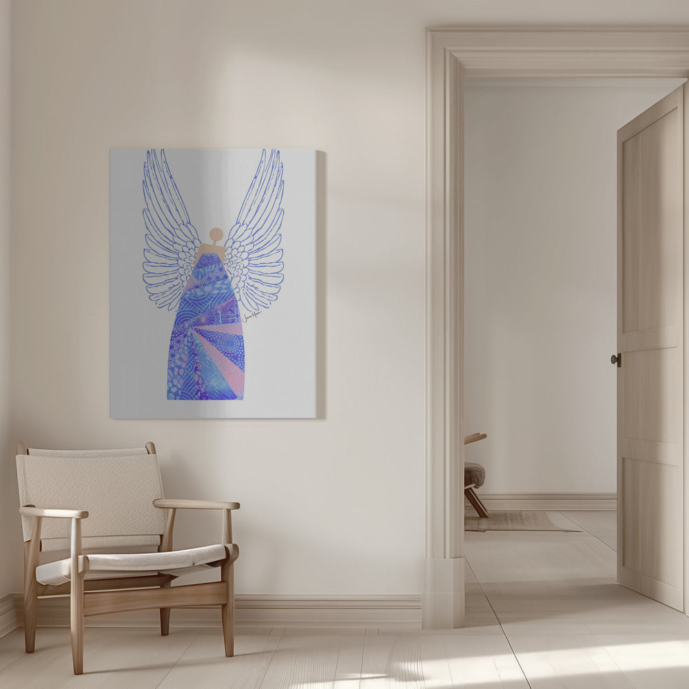 Wandbild Engel in Blau Leinwanddruck