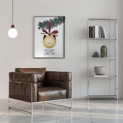 Wandbild „Meowrry Christmas“-Christbaumkugel (gold, weiß)