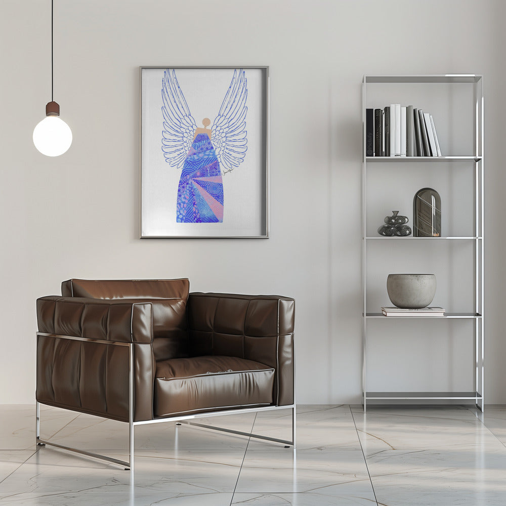 Wandbild Engel in Blau Leinwanddruck
