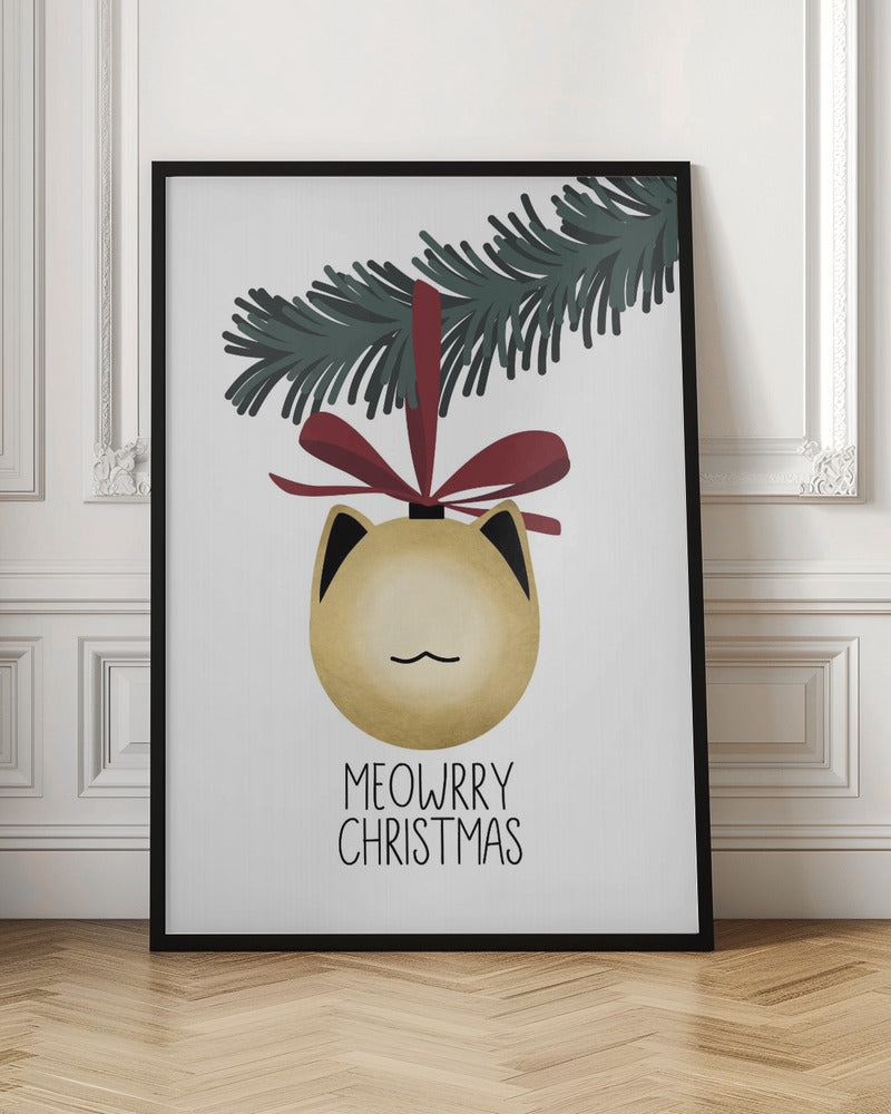 Wandbild „Meowrry Christmas“-Christbaumkugel (gold, weiß)