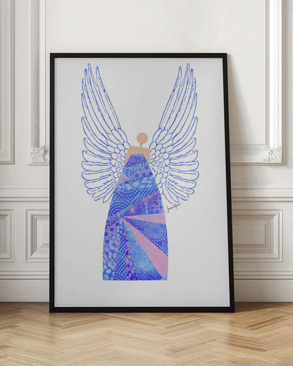 Wandbild Engel in Blau Leinwanddruck