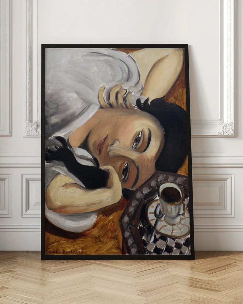 Wandbild Lorette mit einer Tasse Kaffee 1916