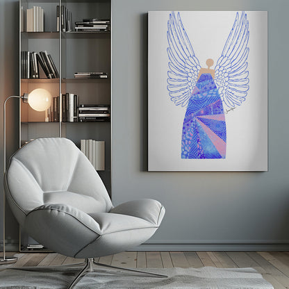 Wandbild Engel in Blau Leinwanddruck