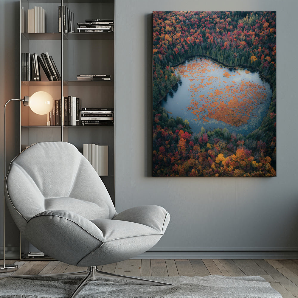 Wandbild Herbst am See