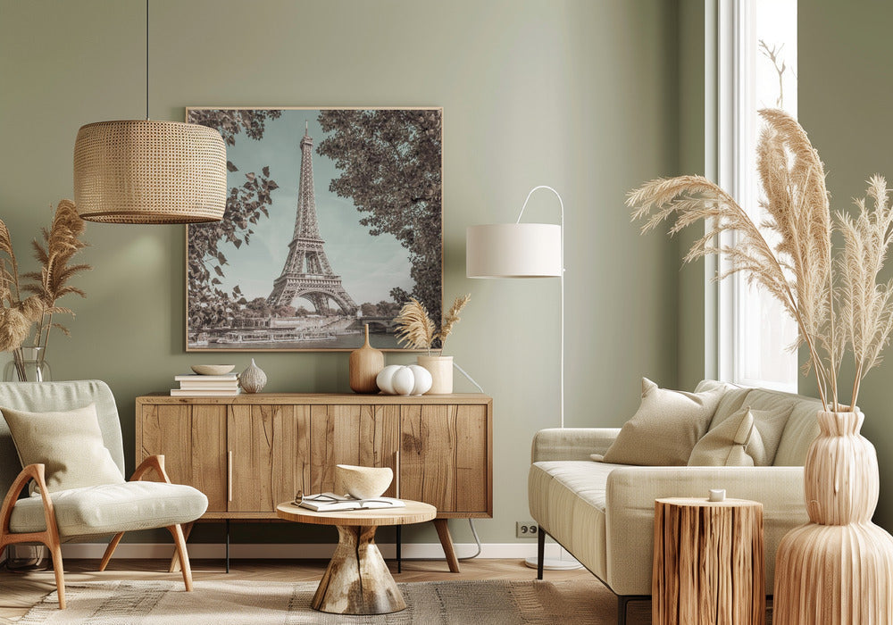 Wall art PARIS Eiffel Tower &amp; River Seine | urban vintage style