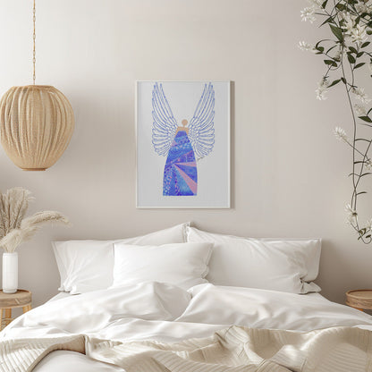 Wandbild Engel in Blau Leinwanddruck