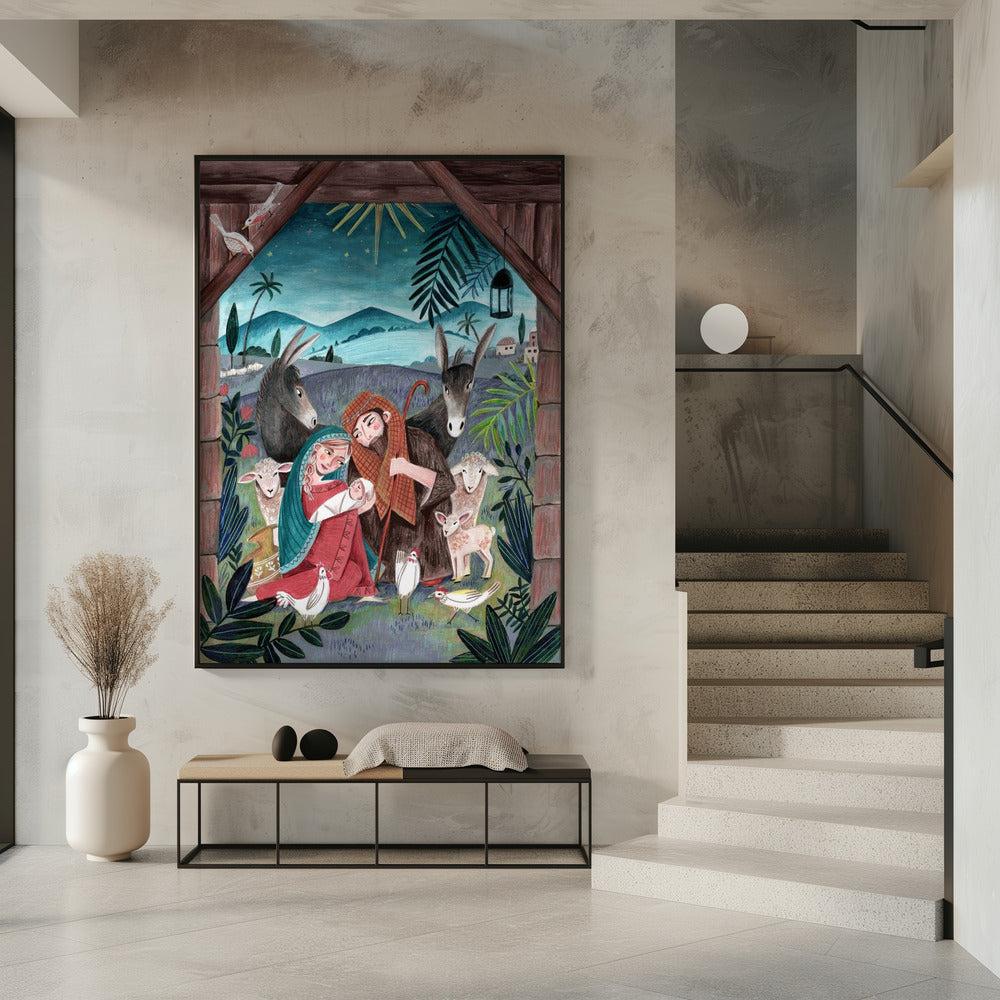 Wall art Christmas with Mary and baby Jesus Canvas Print