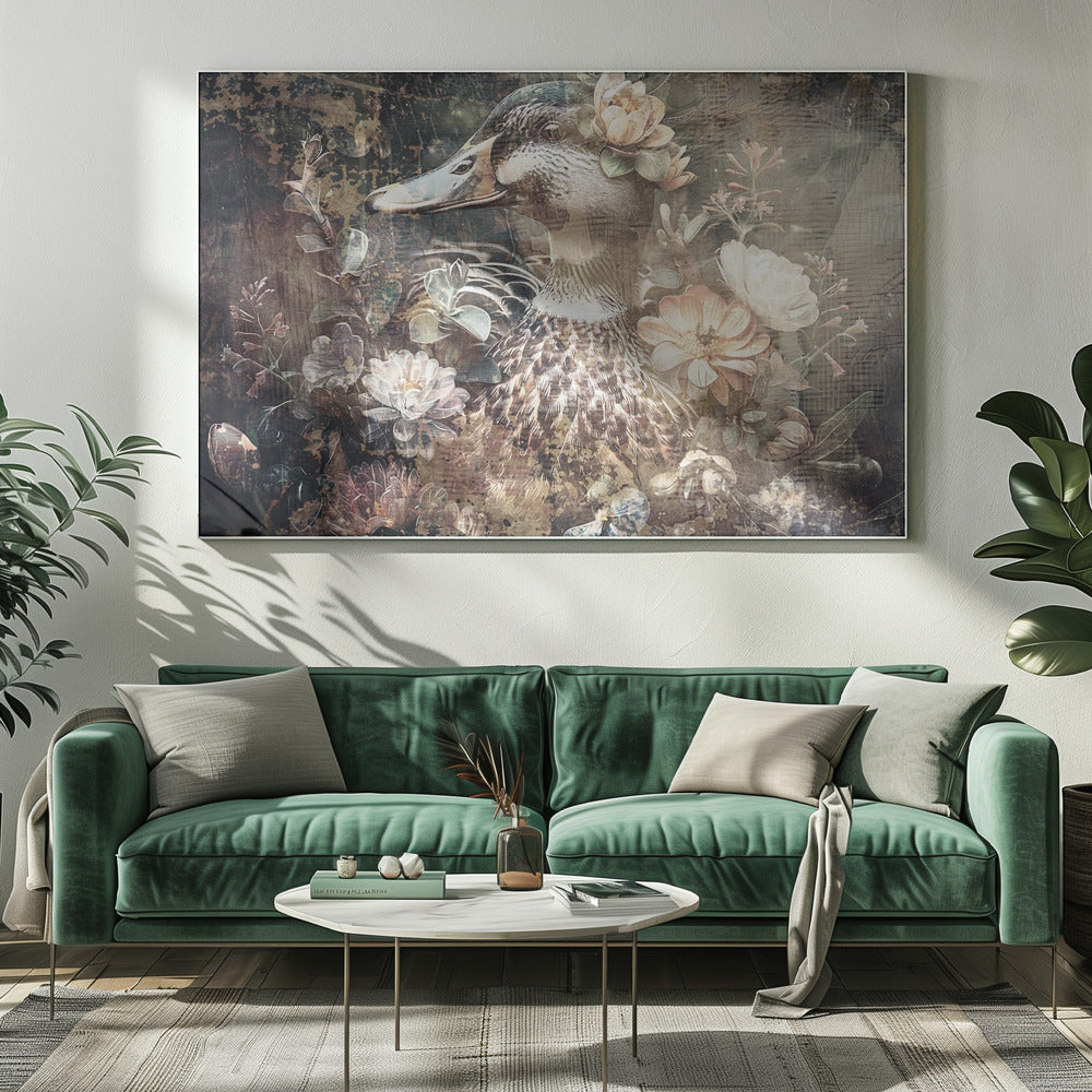 Wandbild Ente Tier Vintage Kunst Illustration Wandkunst 06