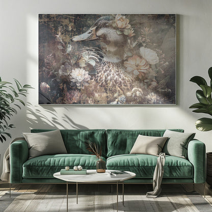 Wandbild Ente Tier Vintage Kunst Illustration Wandkunst 06