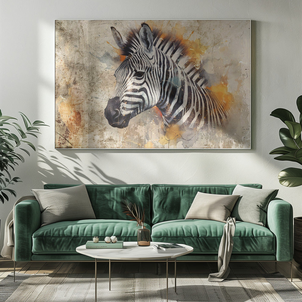 Wandkunst Zebra Tier Vintage Kunst Illustration Wandkunst 06