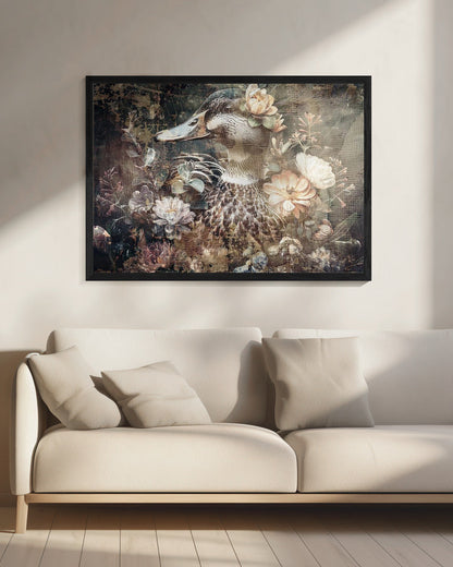 Wandbild Ente Tier Vintage Kunst Illustration Wandkunst 06