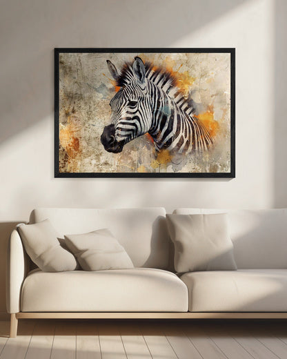 Wandkunst Zebra Tier Vintage Kunst Illustration Wandkunst 06