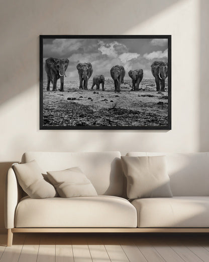 Wandkunst Große Familie. Elefanten