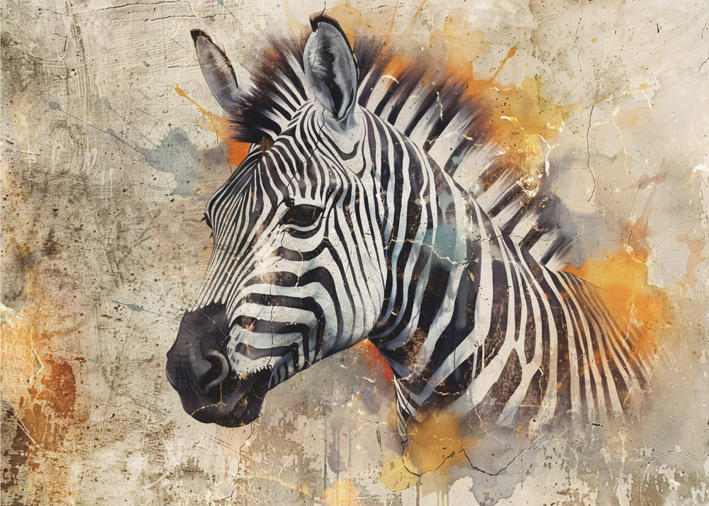 Wandkunst Zebra Tier Vintage Kunst Illustration Wandkunst 06