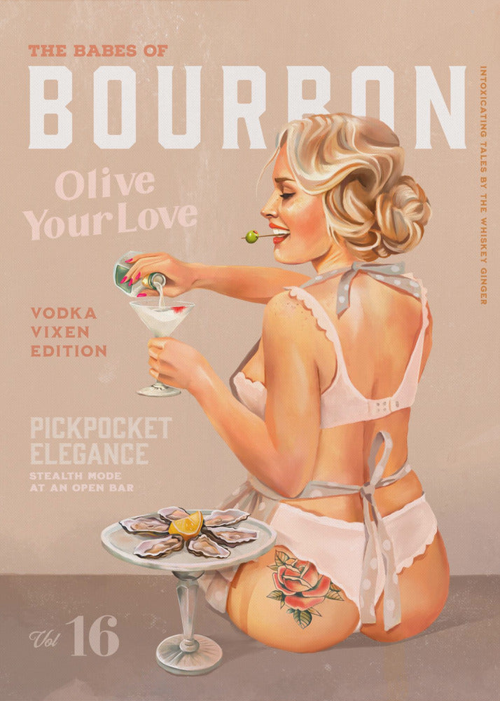 Wall art Babes of Bourbon Vol 16 Vintage Vodka Martini Pin Up Girl