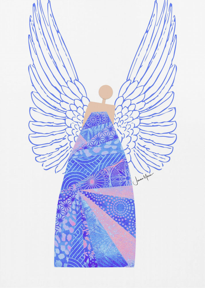 Wandbild Engel in Blau Leinwanddruck