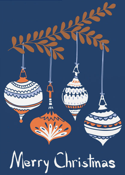 Wall art Cheerful little Christmas baubles blue Canvas Print