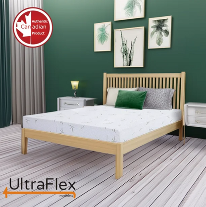UltraFlex® RestEasy Matratzen- und Boxspring-Set – Wendbare Gel-Schaummatratze, ideal für Etagenbetten, Ausziehbetten, Wohnwagen, Wohnmobile, Bambus-Haptik, CertiPUR-US®-zertifiziert, mittelfest, praktisch verpackt (Hergestellt in Kanada)