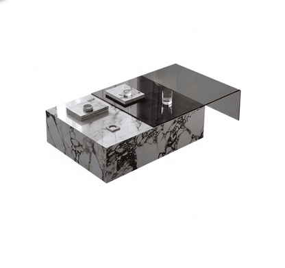 Rimini Dual-Surface Marble and Glass Table