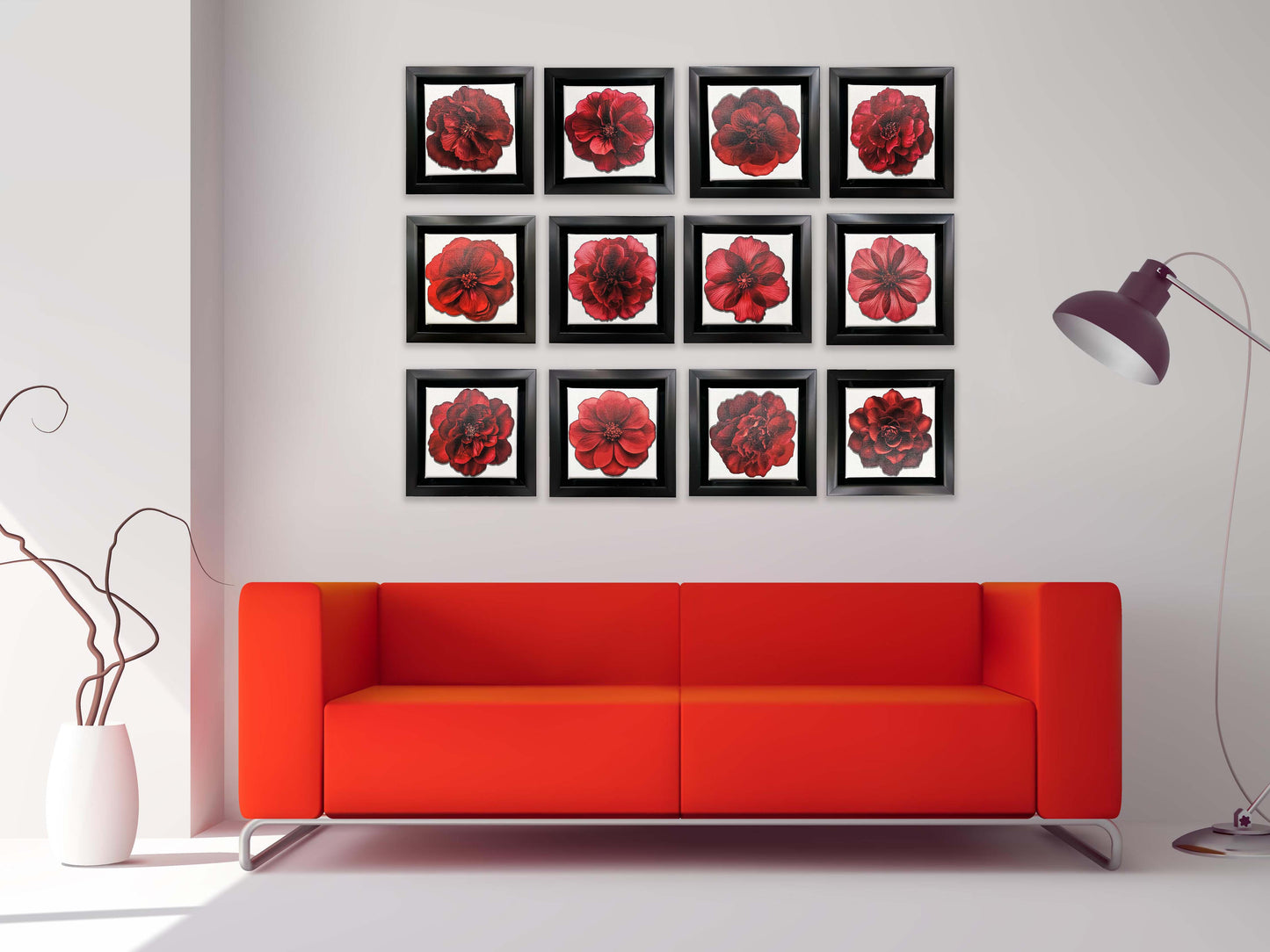 Set aus 12 gerahmten Mini-Leinwänden mit Kunstmotiven