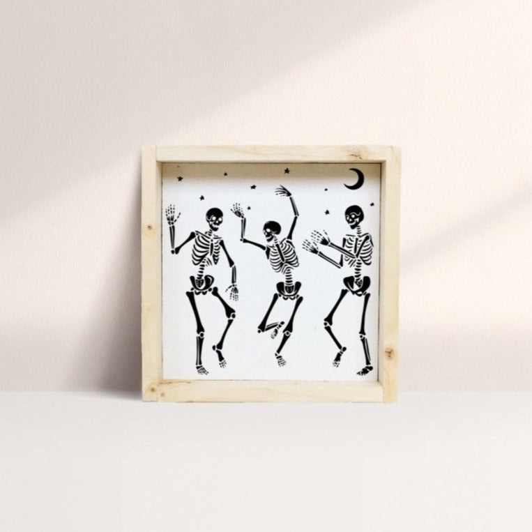 Dancing Skeletons Mini Wood Sign - AURABAGS SHOP