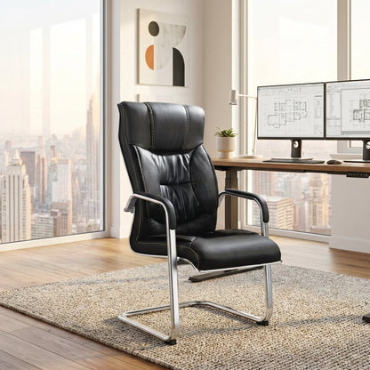 Trogir Black Leather Visitor Chair
