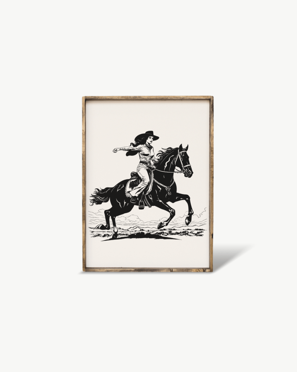 Vintage Cowgirl Wood Sign - AURABAGS SHOP